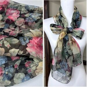 NWT Echo Floral Scarf Pastel Pink Beige Multicolor 70” X 17.5” Rectangle Wrap